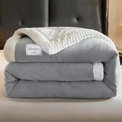 Sherpa Blanket Fleece-Layerd Thick Warm Blanket for Winter Bed Super Soft Fuzzy Flannel Wool Like Reversible Velvet Plush Twin Queen King Weighted Blanket