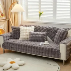 Sherpa Sofa Cover Sofa Seat Mat Plush Slipcover Sectional Couch Covers,Furniture Protector Anti-Slip Couch Covers for Dogs Cats Kids(Sold by Piece/Not All Set)