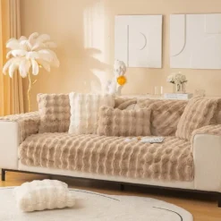 Sherpa Sofa Cover Sofa Seat Mat Plush Slipcover Sectional Couch Covers,Furniture Protector Anti-Slip Couch Covers for Dogs Cats Kids(Sold by Piece/Not All Set)