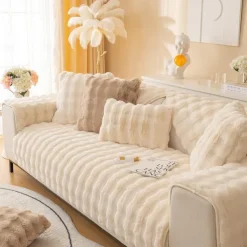 Sherpa Sofa Cover Sofa Seat Mat Plush Slipcover Sectional Couch Covers,Furniture Protector Anti-Slip Couch Covers for Dogs Cats Kids(Sold by Piece/Not All Set)