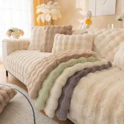 Sherpa Sofa Cover Sofa Seat Mat Plush Slipcover Sectional Couch Covers,Furniture Protector Anti-Slip Couch Covers for Dogs Cats Kids(Sold by Piece/Not All Set)