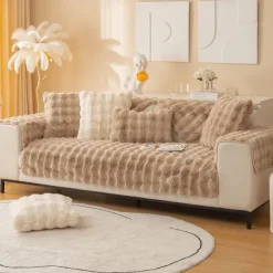 Sherpa Sofa Cover Sofa Seat Mat Plush Slipcover Sectional Couch Covers,Furniture Protector Anti-Slip Couch Covers for Dogs Cats Kids(Sold by Piece/Not All Set)