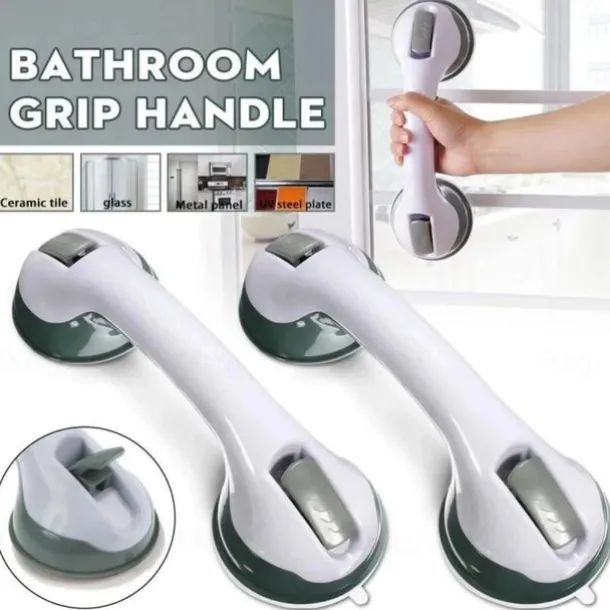 Shower Anti-Slip Grab Bar,Bathroom Strong Vacuum Suction Cup Handle Anti-slip Support Helping Grab Bar for elderly Safety Handrail Bath Shower Grab Bar