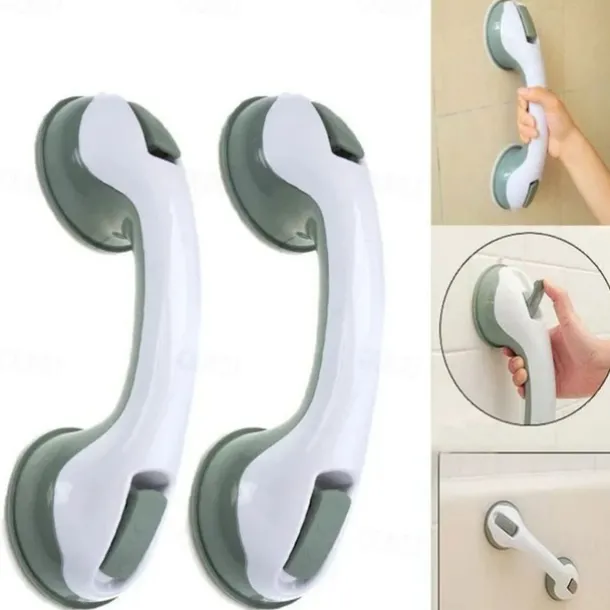Shower Anti-Slip Grab Bar,Bathroom Strong Vacuum Suction Cup Handle Anti-slip Support Helping Grab Bar for elderly Safety Handrail Bath Shower Grab Bar