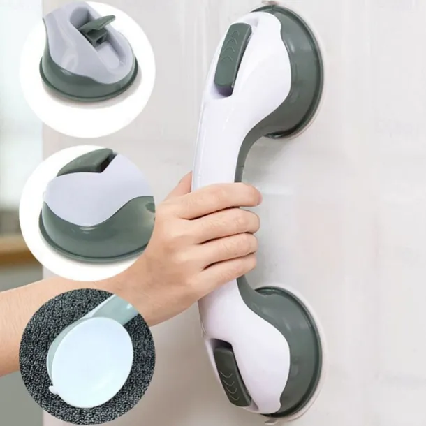 Shower Anti-Slip Grab Bar,Bathroom Strong Vacuum Suction Cup Handle Anti-slip Support Helping Grab Bar for elderly Safety Handrail Bath Shower Grab Bar