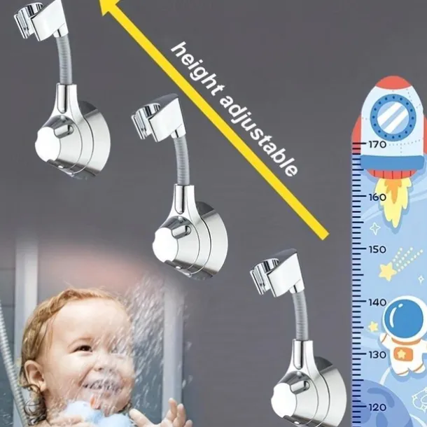 Shower Bracket, No-Punch Wall Mounted Shower Holder, 360° Rotating And Adjustable Handheld Shower Head Base, Strong Adhesive And Waterproof Bathroom Accessories