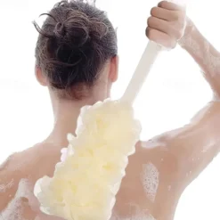 Shower Brush Loofah Sponge With Long Handle Body Back Mesh Scrubber Bath Brush Skin Exfoliating Massage Brush Bath Accessories