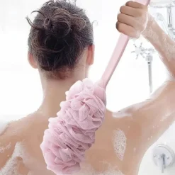 Shower Brush Loofah Sponge With Long Handle Body Back Mesh Scrubber Bath Brush Skin Exfoliating Massage Brush Bath Accessories