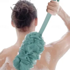 Shower Brush Loofah Sponge With Long Handle Body Back Mesh Scrubber Bath Brush Skin Exfoliating Massage Brush Bath Accessories
