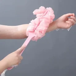 Shower Brush Loofah Sponge With Long Handle Body Back Mesh Scrubber Bath Brush Skin Exfoliating Massage Brush Bath Accessories