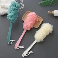 Shower Brush Loofah Sponge With Long Handle Body Back Mesh Scrubber Bath Brush Skin Exfoliating Massage Brush Bath Accessories