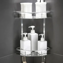 Shower Caddy Bathroom Corner Shower Rack 2/3 Layer Space Aluminum Bathroom Shelf Accessories Set Removable Rack Bathroom Shelf organizador