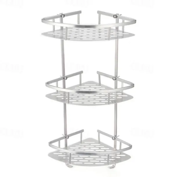 Shower Caddy Bathroom Corner Shower Rack 2/3 Layer Space Aluminum Bathroom Shelf Accessories Set Removable Rack Bathroom Shelf organizador