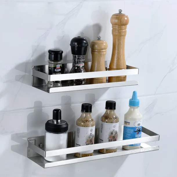 Shower Caddy Bathroom Kitchen Storage Rack Wall Hanging 304 Stainless Steel Storage Rack Bathroom Kitchen Supplies Multifunctional Storage Rack