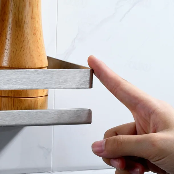 Shower Caddy Bathroom Kitchen Storage Rack Wall Hanging 304 Stainless Steel Storage Rack Bathroom Kitchen Supplies Multifunctional Storage Rack