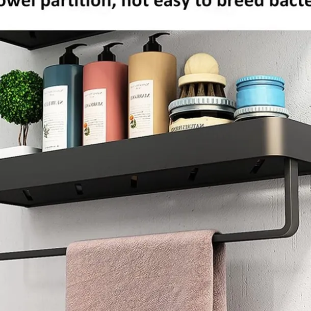 Shower Caddy Bathroom Shelves Wall Mounted Black Storage Organizer Rack Bathroom Kitchen Bathroom Hardware Pendant Bathroom Shelf Space Aluminum Shower Rack Corner Shelf Square Bath Shower Shelf
