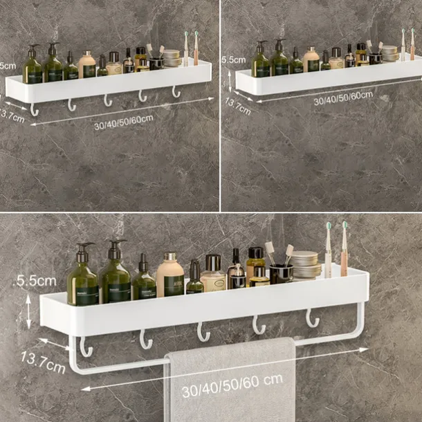 Shower Caddy Bathroom Shelves Wall Mounted White Storage Organizer Rack Bathroom Kitchen Bathroom Hardware Pendant Bathroom Shelf Space Aluminum Shower Rack Corner Shelf Square Bath Shower Shelf