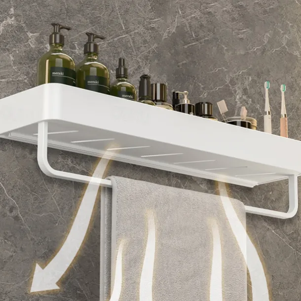 Shower Caddy Bathroom Shelves Wall Mounted White Storage Organizer Rack Bathroom Kitchen Bathroom Hardware Pendant Bathroom Shelf Space Aluminum Shower Rack Corner Shelf Square Bath Shower Shelf