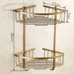 Shower Caddy Bathroom Shelf Standing, Bathroom Shelf Corner Basket Antique Brass Shower Caddy for Shampoo Soap Hair Dryer Holder Triangle Shelves Wall Mounted Basket Rack Shower