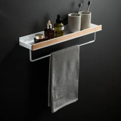 Shower Caddy Bathroom Shelves Wall Mounted Beech Space Aluminum Shower Shelf Storage Organizer Rack Bathroom Kitchen Bathroom Hardware Pendant Shower Rack Corner Shelf 1pc