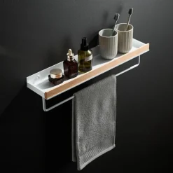 Shower Caddy Bathroom Shelves Wall Mounted Beech Space Aluminum Shower Shelf Storage Organizer Rack Bathroom Kitchen Bathroom Hardware Pendant Shower Rack Corner Shelf 1pc