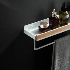 Shower Caddy Bathroom Shelves Wall Mounted Beech Space Aluminum Shower Shelf Storage Organizer Rack Bathroom Kitchen Bathroom Hardware Pendant Shower Rack Corner Shelf 1pc