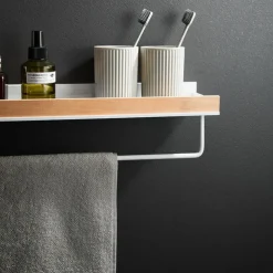 Shower Caddy Bathroom Shelves Wall Mounted Beech Space Aluminum Shower Shelf Storage Organizer Rack Bathroom Kitchen Bathroom Hardware Pendant Shower Rack Corner Shelf 1pc