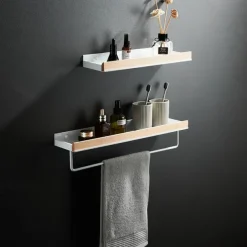 Shower Caddy Bathroom Shelves Wall Mounted Beech Space Aluminum Shower Shelf Storage Organizer Rack Bathroom Kitchen Bathroom Hardware Pendant Shower Rack Corner Shelf 1pc