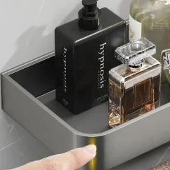 Shower Caddy Bathroom Shelves Wall Mounted Gun Grey Storage Organizer Rack Bathroom Kitchen Bathroom Hardware Pendant Bathroom Shelf Space Aluminum Shower Rack Corner Shelf Square Bath Shower Shelf