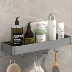 Shower Caddy Bathroom Shelves Wall Mounted Gun Grey Storage Organizer Rack Bathroom Kitchen Bathroom Hardware Pendant Bathroom Shelf Space Aluminum Shower Rack Corner Shelf Square Bath Shower Shelf