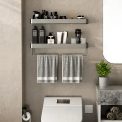 Shower Caddy Bathroom Shelves Wall Mounted Gun Grey Storage Organizer Rack Bathroom Kitchen Bathroom Hardware Pendant Bathroom Shelf Space Aluminum Shower Rack Corner Shelf Square Bath Shower Shelf