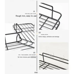 Shower Caddy Bathroom Shelf with Hooks, Shower Caddy Rack, Bathroom Kitchen No Punching Triangle Storage Rack, Bathroom Accessories