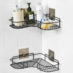 Shower Caddy Bathroom Shelf with Hooks, Shower Caddy Rack, Bathroom Kitchen No Punching Triangle Storage Rack, Bathroom Accessories