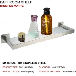 Shower Caddy Bathroom Shelf Adorable Creative Contemporary Modern Stainless Steel Tempered Glass Metal 1PC - Bathroom Wall Mounted
