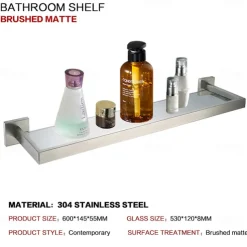 Shower Caddy Bathroom Shelf Adorable Creative Contemporary Modern Stainless Steel Tempered Glass Metal 1PC - Bathroom Wall Mounted