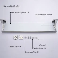 Shower Caddy Bathroom Shelf Adorable Creative Contemporary Modern Stainless Steel Tempered Glass Metal 1PC - Bathroom Wall Mounted