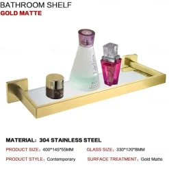 Shower Caddy Bathroom Shelf Adorable Creative Contemporary Modern Stainless Steel Tempered Glass Metal 1PC - Bathroom Wall Mounted