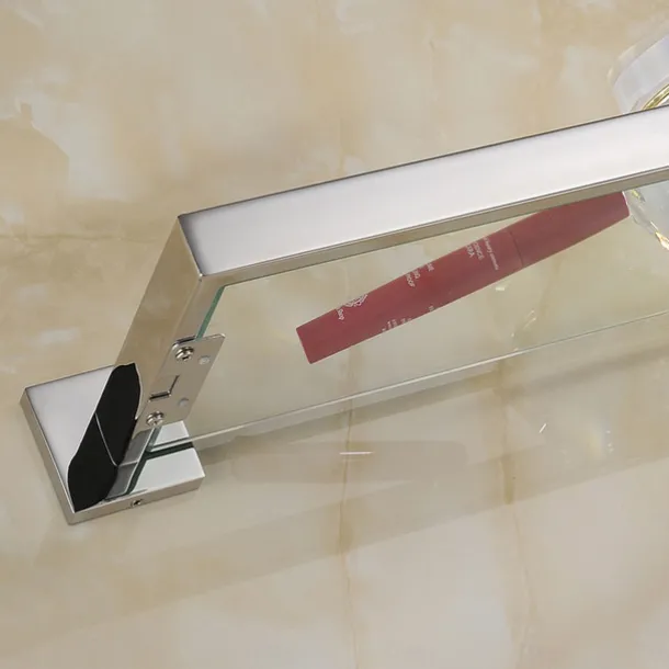 Shower Caddy 8mm Tempered Glass Toilet Shelf Bathroom Cosmetics Toiletries Storage Layer Shelf Thickened 304 Stainless Steel Mirror Bright Light Color, Various Specifications Are Available