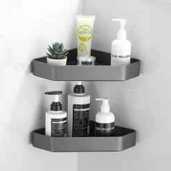 Shower Caddy 2pcs Shower Shelf Adhesive Shower Rack Corner Shower Shelves No Drilling Wall Mounted Space Aluminum for Bathroom