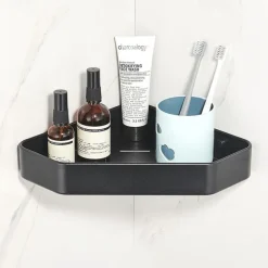 Shower Caddy 2pcs Shower Shelf Adhesive Shower Rack Corner Shower Shelves No Drilling Wall Mounted Space Aluminum for Bathroom