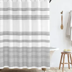 Shower Curtain 180cm*180cm(70"*70") Modern Farmhouse Color Striped Waterproof Fabric Shower Curtains for Bathroom with 12 Hooks Machine Washable