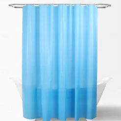 Shower Curtain PEVA Waterproof Mildew Resistant Bathroom Curtains with Hooks Easy Installation Quick-Drying 180cm*180cm(70"*70") White Blue