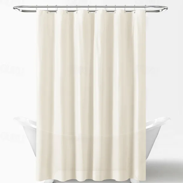 Shower Curtain PEVA Waterproof Mildew Resistant Bathroom Curtains with Hooks Easy Installation Quick-Drying 180cm*180cm(70"*70") White Blue