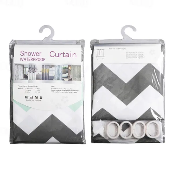 Shower Curtain PEVA Waterproof Mildew Resistant Bathroom Curtains with Hooks Easy Installation Quick-Drying 180cm*180cm(70"*70") White Blue