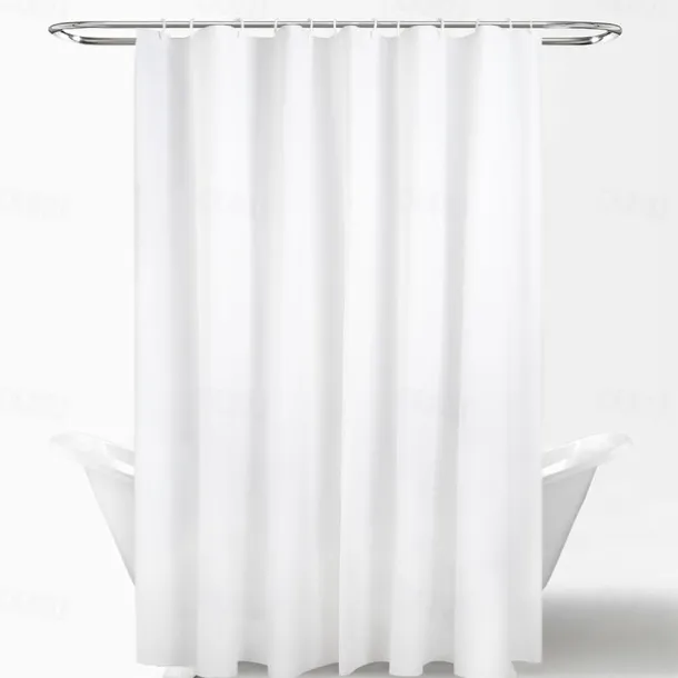 Shower Curtain PEVA Waterproof Mildew Resistant Bathroom Curtains with Hooks Easy Installation Quick-Drying 180cm*180cm(70"*70") White Blue