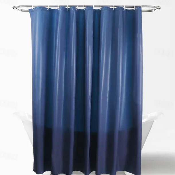 Shower Curtain PEVA Waterproof Mildew Resistant Bathroom Curtains with Hooks Easy Installation Quick-Drying 180cm*180cm(70"*70") White Blue