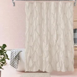 Shower Curtain Sets with Rugs Pinched Pleat Farmhouse Shower Curtain Elegant Decor Set with 12 Hooks for Bathroom Standard Dark Grey Blue White