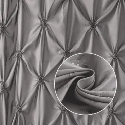 Shower Curtain Sets with Rugs Pinched Pleat Farmhouse Shower Curtain Elegant Decor Set with 12 Hooks for Bathroom Standard Dark Grey Blue White