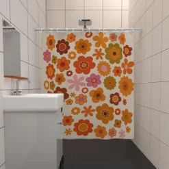 Shower Curtain with 12 Hooks 180cm*180cm(70