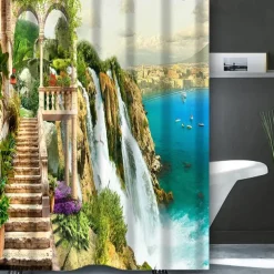 Shower Curtain with 12 Hooks 180cm*180cm(70